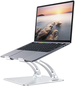 Nulaxy Laptop Stand, Ergonomic Height Angle Adjustable Computer Laptop Holder Compatible with MacBook, Air, Pro, Dell XPS, Samsung, Alienware All Laptops 11-17", Supports Up to 44 Lbs-Silver