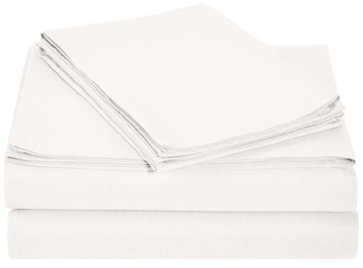 AmazonBasics Lightweight 200 Thread Count Sheet Set - Queen, White