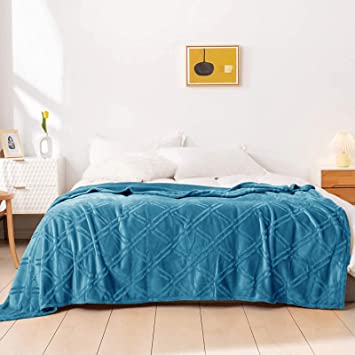 HT&PJ Fleece Throw Blanket Super Soft Lightweight Flannel Microfiber Velvet Cozy Warm Throw Blanket for Living Room (Dark Blue, (Throw50 X 60"))