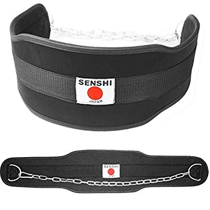 Dipping belt with steel hanging chrome chain weight lifting gym training dip up SENSHI JAPAN
