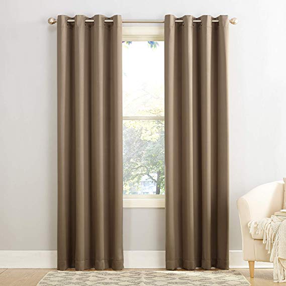 Sun Zero Barrow Energy Efficient Grommet Curtain Panel, 54" x 63", Mocha Brown