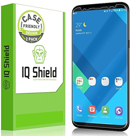 Galaxy S8 Screen Protector, IQ Shield LiQuidSkin Full Coverage Screen Protector for Galaxy S8 (2-Pack, Case Friendly Updated Version) HD Clear Anti-Bubble Film