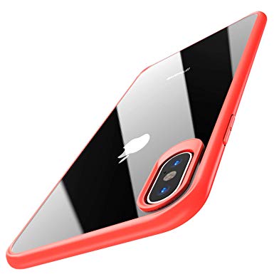 TOZO for iPhone Xs Max Case 6.5 Inch (2018) Hybrid Soft Grip Matte Finish Clear Back Panel Ultra-Thin [Slim Thin Fit] Shock Absorption Cover for iPhone Xs Max with [Red Edge]