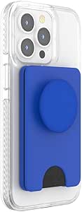 PopSockets Phone Wallet with Expanding Grip, Phone Card Holder, Wireless Charging Compatible, Wallet Compatible with MagSafe, Into The Woods - Cobalt