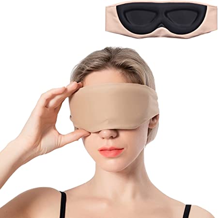 ALASKA BEAR Sleep Mask Headband Design for All Side Sleepers, Soft Eye Shades for Men and Women 100 Blackout Mask Extra-Plush, Tan