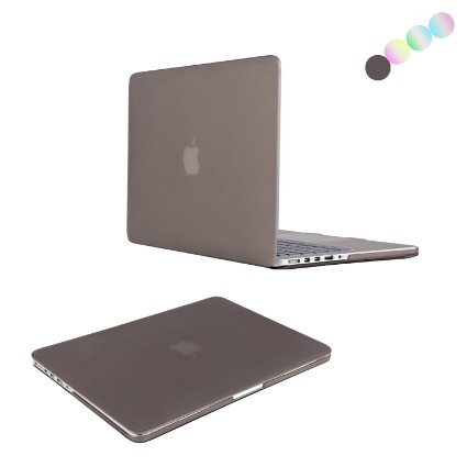 Vimay 2 in 1 Soft-Skin Smooth Finish Soft-Touch Plastic Hard Case Cover & Free Keyboard Cover for 13-inch Macbook Pro 13.3" with Retina display (NO CD-ROM) (Model: A1502 / A1425), Gray