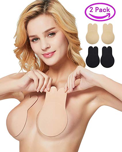Muryobao Women Lift Nipplecovers Adhesive Strapless Backless Bra 2 Pack (The Latest Model of 2019)