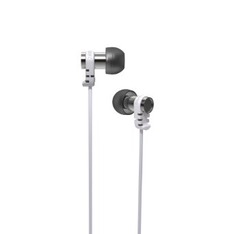 Brainwavz Omega In Ear Earbuds Noise Isolating Earphones Remote and Mic Headset Stereo Headphones Apple iPhone and Android White