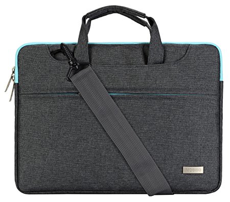 Mosiso Laptop Shoulder Bag Briefcase Polyester Carry Case Handbag for 12.9 iPad Pro / 13.3 Inch Notebook Computer / MacBook Air 13 & Pro 13 with Back Belt for trolly case Gray