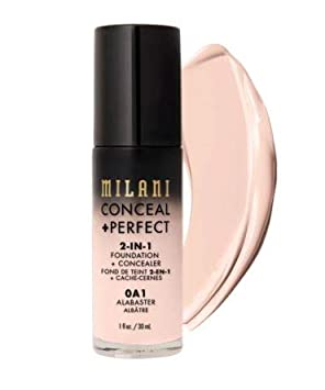 Milani Conceal   Perfect 2-in-1 Foundation   Concealer - Alabaster (1 Fl. Oz.) Cruelty-Free Liquid Foundation - Cover Under-Eye Circles, Blemishes & Skin Discoloration for a Flawless Complexion