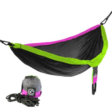 Insane Five Day Sale - Expires 3816 Midnight - Explore Outfitters PRO Nylon Double Hammock - Large - With Free Ropes - Best Portable Parachute Hammock For Camping Travel Outdoors