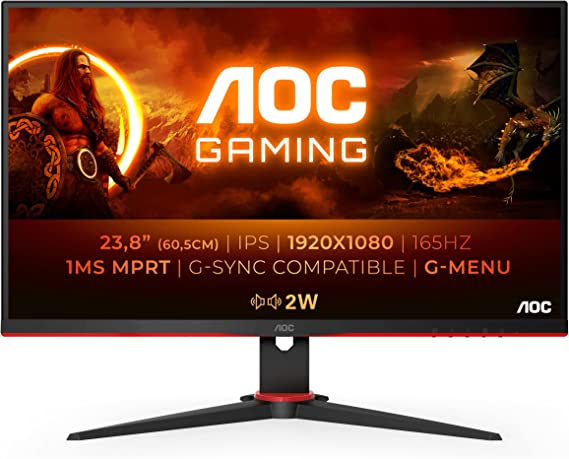 AOC Gaming 24G2SPU - 24 Inch FHD Gaming monitor, 165Hz, IPS, 1ms MPRT, Height Adjust , Speakers , freesync premium, USB HUB (1920 x 1080 @ 165Hz, 250 cd/m², HDMI 1.4 / DP 1.2 / USB 3.2)