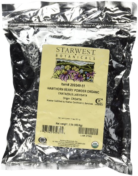 Starwest Botanicals Organic Hawthorn Berry Powder, 1 Pound