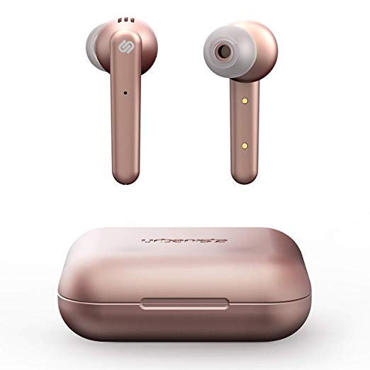 Urbanista Paris True Wireless Earphones 20H Playtime Wireless Charging Case, Bluetooth 5.0, Noise Cancelling Earphones with Touch Controls   Built-in Mic, Compatible with Android and iOS – Rose Gold
