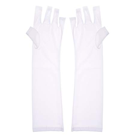 KLOUD City Pack of 2 UV Protective Sleeves White Gloves For Led Nail Dryer Gel Curing Nail Polish