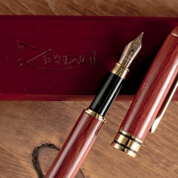 Fountain Pen Writing Set Case 100% Handcrafted Burgundy Wood Collection with Ink Refill Converter - You Get Best Signature Calligraphy Antique Executive Business Gift Pens - 100% Quality Guarantee