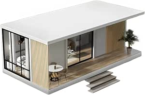 Prefab Tiny Home, Portable House Equipped with Bathroom and Kitchen, Modular Mobile Home, Backyard Guest House, Prefabricated House for Adults, Prebuilt Tiny House 27m², Luxury Studio Shed