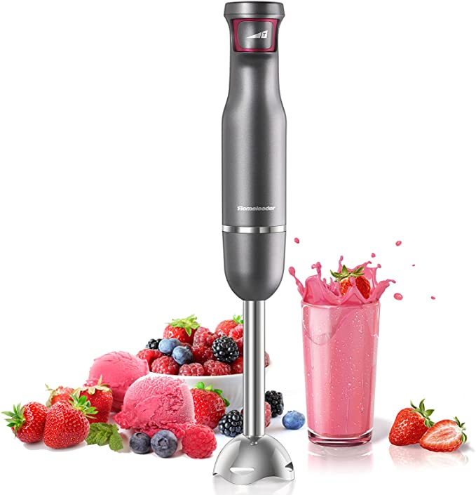 Homeleader 500W Hand Blender, Powerful Immersion Blender Handheld, Smart Pressure Speed Control Portable Stick Mixer Perfect for Smoothies, Baby Food & Soup, Gray