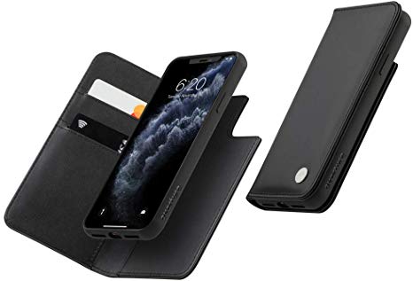 Moshi Overture for iPhone 11 Pro Max Case 6.5-inch, Detachable Magnetic Wallet, Vegan Leather, Wallet Phone Cover for iPhone 11 Pro Max, Jet Black