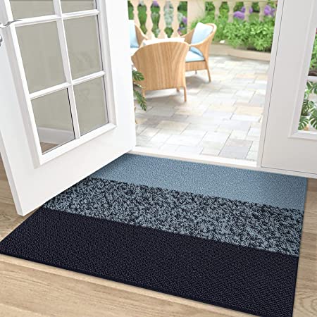 DEXI Door Mat Indoor Outdoor Doormat Duraloop Mat for Outdoor Entry Front Door Indoor Rug 24"x36" Blue
