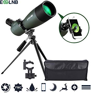 ESSLNB Spotting Scope with Tripod Phone Adapter BAK4 Prism 25-75 X 70 Angled Waterproof Spotting Scopes for Target Shooting Bird Watching Hunting