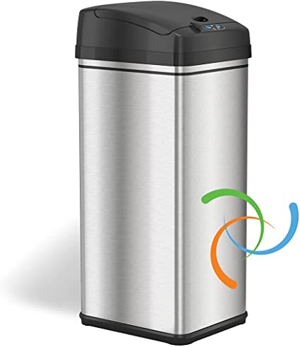 iTouchless Deodorizer Automatic Sensor Touchless Trash Can, 49 Liter / 13 Gallon, Stainless Steel