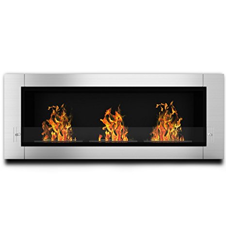 Elite Flame Lenox Ventless Bio Ethanol Recessed or Wall Mounted Fireplace