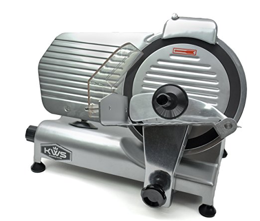KWS Commercial 320w Electric Meat Slicer 10" Frozen Meat Deli Slicer Coffee Shop/restaurant and Home Use Low Noises (Teflon Blade--Back)