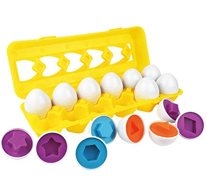 Skoolzy Toddler Toy Eggs - Shapes Puzzles for 1 2 3 Year olds - Shape and Color Sorting Toys for Toddlers, Boys, Girls - Egg Matching Game for Kids Games and Toddler Games As Educational Resources
