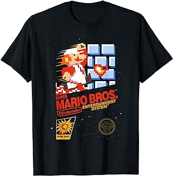 Super Mario Dashin Action Graphic T-Shirt, Classic Fit, Crew Neck, Black