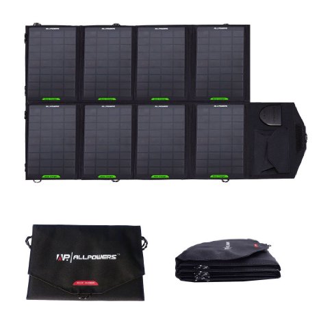 ALLPOWERS 18V 28W Foldable Solar Laptop Charger(5V USB with iSolar Technology 18V DC Output) Portable Backup Charger for Laptop below 18V2A, cell Phone, Tablet, ipad, ipod, iphone, Samsung, Blackberry and Other Digital Products