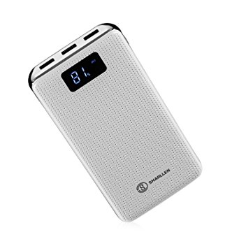 20000mAh Portable Power Bank High Capacity External Battery Pack with 3 USB Ports By Sharllen - White