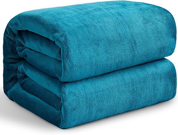 Hansleep Fleece Queen Blanket for Bed Fleece Teal, Queen Size Blanket Super Soft Flannel Fuzzy, Plush Cozy Blanket for All Seasons, Teal, Queen 90x90 Inches