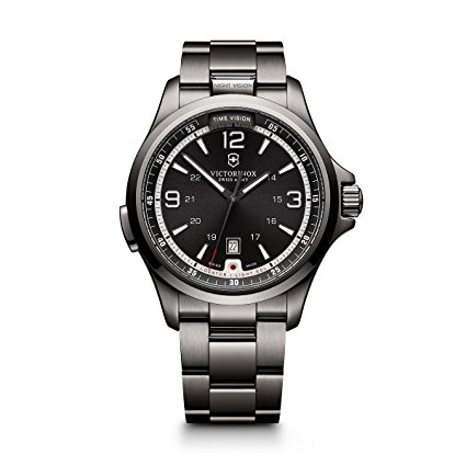 Victorinox Men's 'Night Vision' Swiss Quartz Titanium and Stainless Steel Casual Watch, Color:Black (Model: 241665)