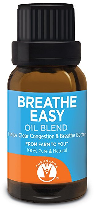 BREATHE EASY Essential Oil Blends - Heal With Nature - Get The Quality You Deserve - Save With GuruNanda Best Essential Oils Blend for Nasal Congestion - 100% Pure Therapeutic Grade - 15ml