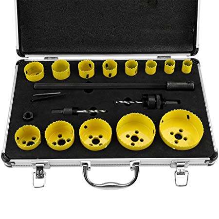 Hole Saw Kit, Hole Saw Cutter Set of 17Pcs/Set Metal Circular Round Drill Cutting Steel Hole Saw Cutter Tool, 19-76mm