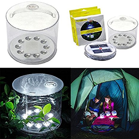 Inflatable Solar Light, Rechargeable Waterproof Solar LED Lantern Great for Camping Hiking Biking Fishing Hunting Picnic Patio Emergency By Aria Supplies