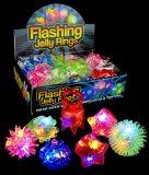 LED Flashing Jelly Rings - Assorted Styles 24ct Light Up