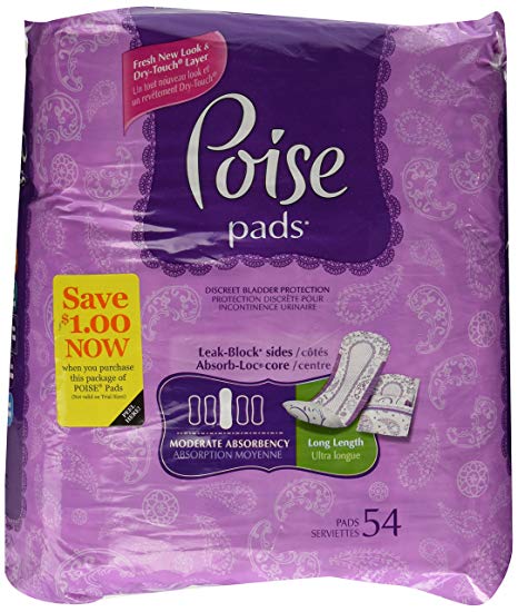 Poise Long Length Moderate Absorbency Ultra Pads - Size 4-54 ct