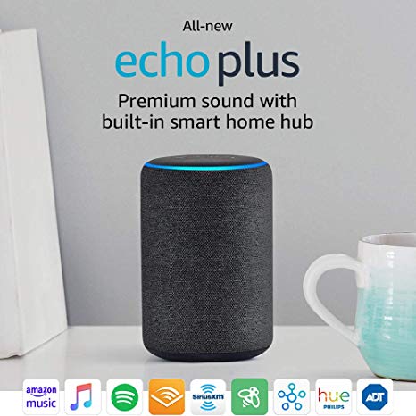 Certified Refurbished  Echo Plus (2nd Gen) - Premium sound with built-in smart home hub - Dark Charcoal