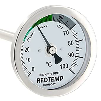 Reotemp Backyard Pro Compost Thermometer, 61 cm Stem, with Composting Guide (0-100 Celsius)