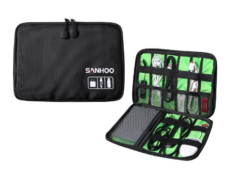 SanHoo Universal Cable Organizer / Electronics Accessories Case USB Drive Shuttle-an All in One Travel Organizer - (Black)-100% Satisfaction Guaranteed