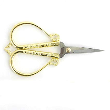 Antique Style Heirloom Craft Embroidery Scissors w/Decorative Cast Handles Classic Chinese Look - Gold - BambooMN