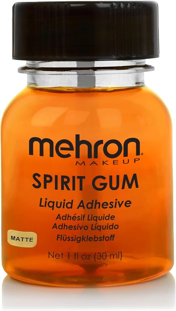 Mehron MATTE SPIRIT GUM Adhesive w/ Brush 1 oz. Bottle - Theatrical Makeup Adhesive by Mehron