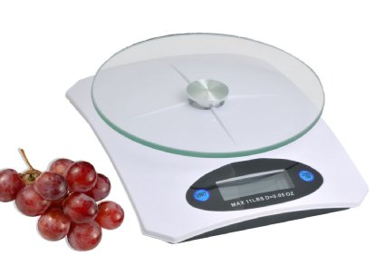 Creative Home Portion Pro Digital Kitchen Scales with Tempered Glass Round Top, White