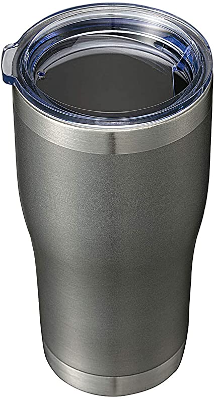 20oz Tumbler Stainless Steel Reusable Coffee Travel Mug with Spill Proof Lid Double Wall Blank Vacuum Insulated Metal Thermal Cups for Cold Hot Drinks Women Men (Powder Coated Cool Gray, 1 Pack)