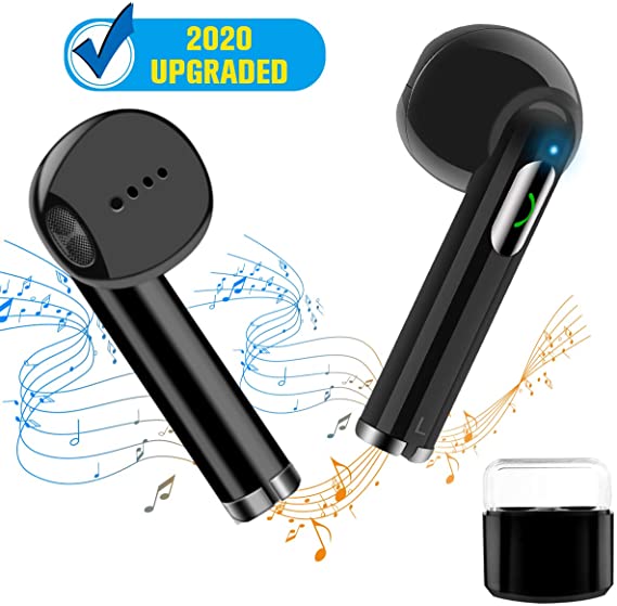 Wireless Earbuds Bluetooth Headphones, In Ear Bluetooth 5.0 Wireless Earbud Headphones with Microphone, High Quality Earbuds with Portable Charging Case for Work/Running/Travel Compatible iOS Android Phone, Bestore C (Shining Black) (Shinning Black)