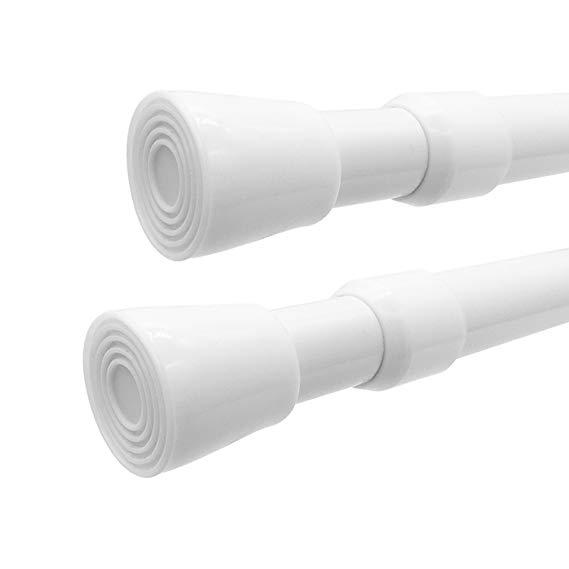WindBreath Tension Shower Curtain Rod 41-77 Inch Pack of 2, 1.2” End Cap (White)