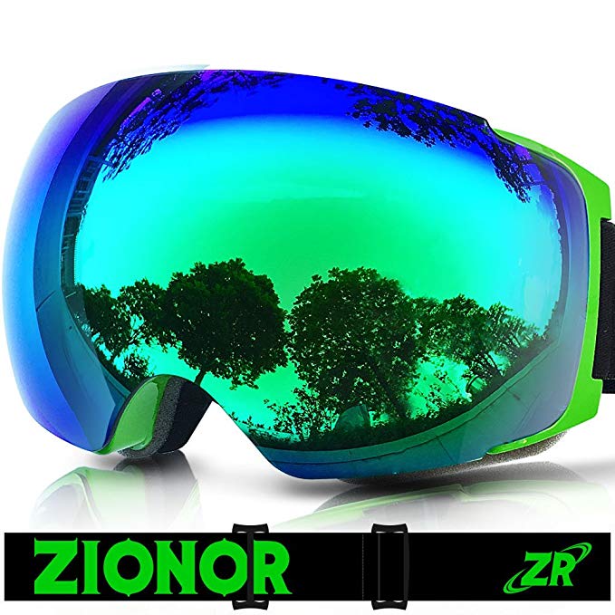 Zionor Ski Goggles, Lagopus X4 Ski Snowboard Goggles with Magnet Quick Lens-changing System Spherical Wide View Anti-fog UV400 Protection Goggles for Adult and Teenager