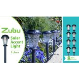 Zubu Solar-Powered LED Accent Lights 8-pack Plastic